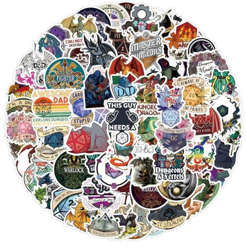 100 Stück Dungeons & Dragons Aufkleber für Teenager und Erwachsene, Vinyl, wasserfest, coole Gaming-Aufkleber für Laptop, Wasserflaschen, Skateboard, Gitarre