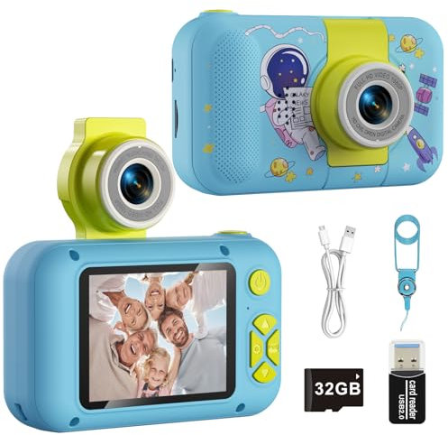 ARNSSIEN Camara Fotos Infantil de 3 a 12 años, Camara de Fotos para Niños, cumpleaños y Festivales para niños, cámara Selfie para niños con Tarjeta TF de 32 GB, X101H