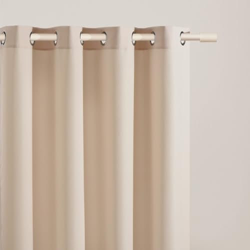 ROOM99 Vorhang mit Silberen Ösen Aura 140 x 250 cm Breite x Höhe Schiebegardinen Modern Curtain Wohnzimmer Schlafzimmer Creme, 1 Stück