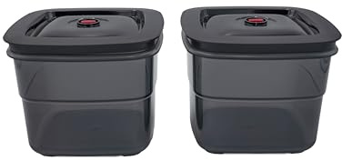 BORA vakuumförpackningsset, 2 x 2 liter, för mat, vakuumbehållare, QVAC-vakuumförpackare, återanvändbar, lufttät, transparent