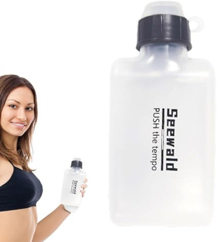 Kompakt vattenflaska – 200 ml klämbehållare, bärbara genomskinliga platta vätskeflaskor | dammsäker med gummikocksflaska, utomhusutrustning för yoga, löpning, basket, backpacking, vandring