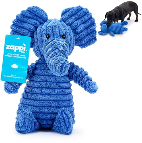 Zappi Co Elefante blu in peluche con squeaker – Materiale morbido e resistente, ideale per cani di piccola/media taglia.