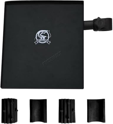CARPZILLA Fishing Chair Side Tray with Adjustable Bracket Universal Detachable Fit for 19mm, 22mm, 25mm Tubes Includes Rubber Pads Compact Black Design 9cm-15cm Adjustable Bracket Length