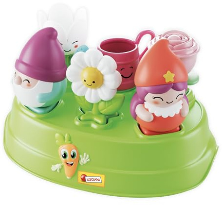 Lisciani - Carotina Baby Edu Shapes - Tomtar och Blommor - Från 10 Månader | Sensorisk Inpassningsleksak för Bebisar - Sockel med 6 Platser - Känna Igen Former och Färger - 6 Figurer att Placera