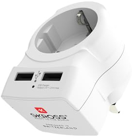 SKROSS Europe till UK USB-adapter, kompakt adapterkontakt, universell reseadapter, 2 x USB-portar möjliggör samtidig laddning av smartphone och surfplatta