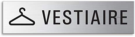 Plaque de Porte - Vestiaire | Signalétique en Acier inox brossé 160 x 40 mm No.27091