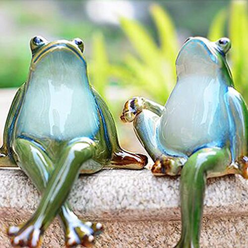 Lazy Puppy Sculptures et statues de jardin en céramique Couple de grenouille Décoration de jardin