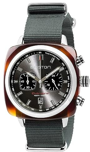 BRISTON Clubmaster sport acetat-kronograf sköldpaddsskal solgrå urtavla, Une Taille, Klassisk