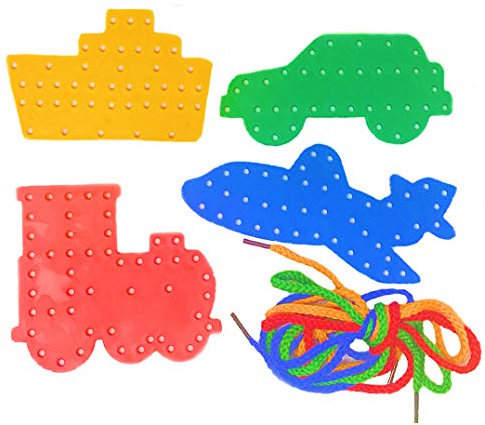 Kids B Crafty Toddler Travel Toys, Fine Motor Skills 4 Transport Threading Lacing Shapes