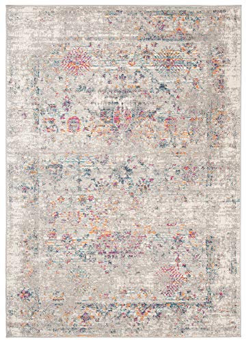 Mazovia Alfombra Oriental - Diseño Oriental Abstracto de Salón Grande de Pelo Corto - Alfombras de Habitación de Matrimonio, Dormitorio y Comedor - Gris 140x190cm