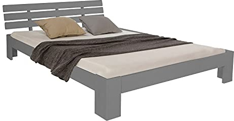 Homestyle4u Lit Double lit futon en Bois 180x200 lit pin Gris Cadre de lit en Bois Massif