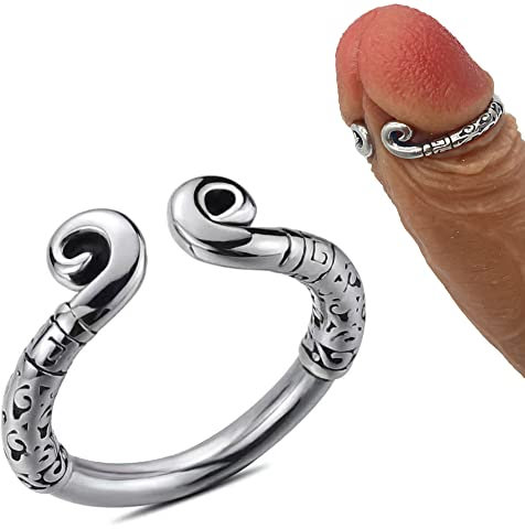 Guspiun Edelstahl Eichelring Cockring Zarter Ring zur Korrektur der Vorhaut, Penisring mit Verzögerter Ejakulation für längere und Größerer Erektionen für Männer Sex Orgasmus Sexspielzeug(26+28+30mm)