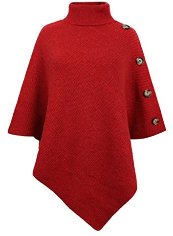 TBSCWYF Pull Poncho Cape Doux et Chaud en Tricot à Grands 3 Bouton Cape Poncho Mesdames Jumper