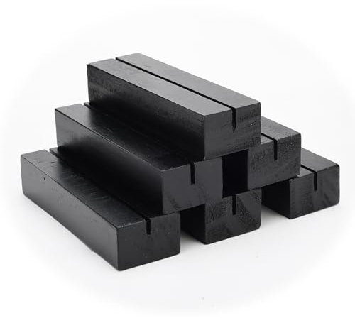 Worown 6 Stück Schwarz Kartenhalter Holz,Menükartenhalter,Tischkartenhalter,Fotohalter Holz für Heim,Kaffeebar,Laden,Hochzeits und Postkarten ( 10 x 3 x 2 cm )