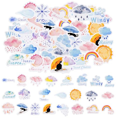 Set di 46 adesivi per scrapbooking, piccoli scrapbook adesivi, per journaling Bullet Junk Journal Supplies, Planer, Kid DIY Art Crafts, laptop, valigia (tempo)