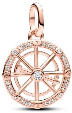 PANDORA ME Glücksrad Medaillon-Charm aus Sterling Silber mit 14 Karat vergoldeter Metalllegierung, Zirkonia, Kompatibel ME und Moments Armbändern, 783063C01