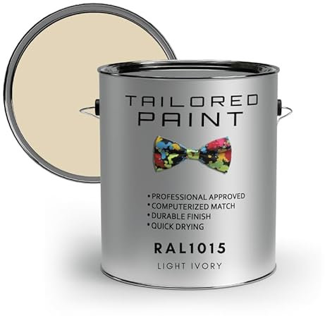 Tailored Paint uPVC Window & Door 1K Paint Brush or Spray On - Satin Finish - RAL1015, Light Ivory - 2500ml (2.5L) Tin
