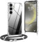 OLEPHY Handykette für Samsung Galaxy A55 5G Hülle, Necklace Hülle mit Band, Handyhülle zum Umhängen, Soft Transparent Case mit Handykordel, Stoßfeste Schutzhülle zum Umhängen Kordel, Schwarz
