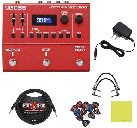 Boss RC-500 Loop Station, Bundle w/Cables, Power Adapter & Picks