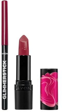 Avon Ultra Duo Lipstick & Lip Liner, Berry Red Lip Kit, Long Lasting Contour Liner, Creamy Finish Lipstick, Chic and Cherry Jubilee