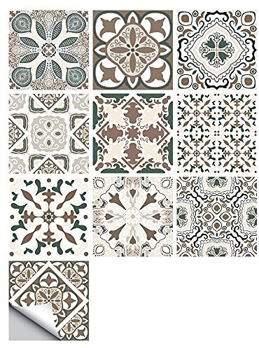 Fliesenaufkleber, selbstklebende Fliesen, Barocke wasserdichte Wandaufkleber, DIY, selbstklebende, abnehmbare, quadratische Retro-Aufkleber