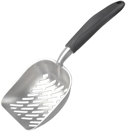 BLMHTWO Katzenklo Schaufel，Schaufel für Katzentoilette mit Langem Stiel Haltbarkeit Aluminium Katzenstreuschaufel GroßE Apertur Katzenstreu Schaufel für Katzen, Kaninchen (Schwarz)