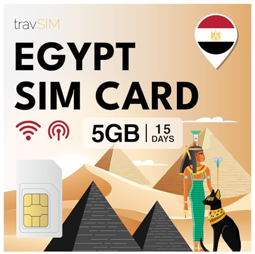 travSIM Egipto Tarjeta SIM | 5 GB de Datos móviles | Hotspot Disponible | Plan en la Tarjeta SIM para Egipto es válido Durante 15 días