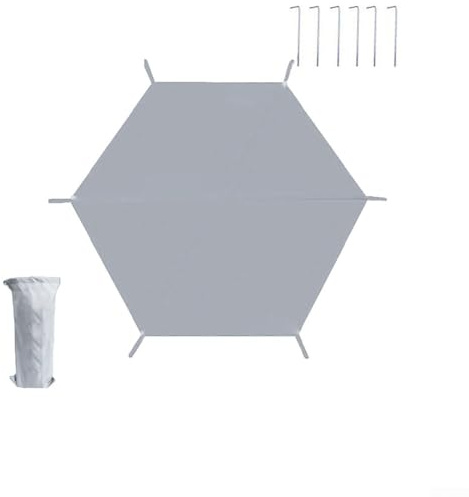 Bâche de pique-nique hexagonale imperméable avec clous de sol en tissu Oxford 210D résistant aux déchirures pour le camping et la plage (240 x 210 cm)