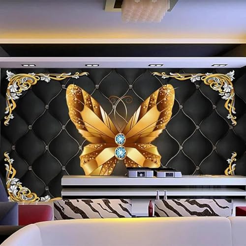 Retro Black Geometric Gold Butterfly 3D Wallpaper Luxury Home Dining Decor Paste Sofa Living Room The Wall for Bedroom Mural-250cm×170cm