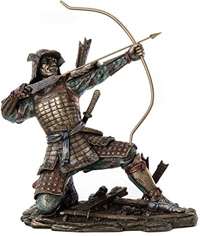 Top Collection Japanese Samurai Archer Statue - Yayoi Bushido Solider Sculpture in Premium Cold Cast Bronze - 8.5-Inch Collectible Figurine