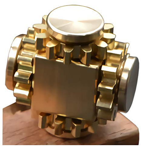 Bitopbi Pure Brass Fidget Cube Fidget Spinner Gears Linkage Fidget Toy Hand Spinner Metal DIY EDC Focus Meditation Break Bad Habits ADHD (Brass)