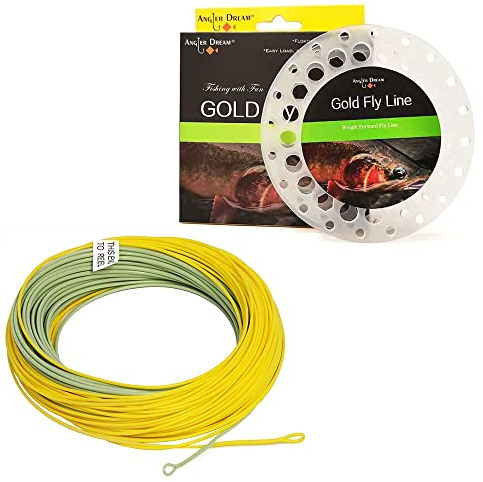 ANGLER DREAM Gold Fly Line 90FT Weight Forward Floating 7WT Fly Fishing Line