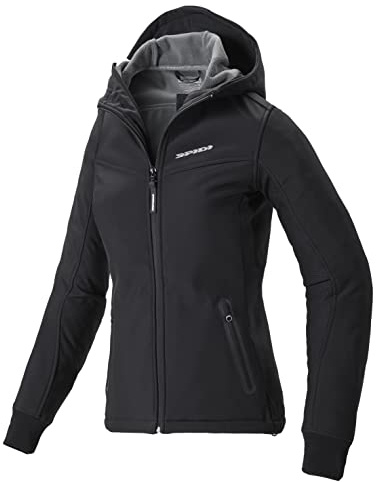 SPIDI, Hoodie Armor Lady Colore Nero, Taglia M, Giacca Moto da Donna con Zone in Reflex per Sicurezza Notturna, Protegge dal Vento, con Protezioni Rimovibili