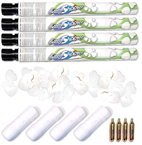 EASYSHOOTER Lot de 4 Lanceurs réutilisables de Confetti Coeur Longueur 45-60 cm Hauteur 10-12 m Mariage