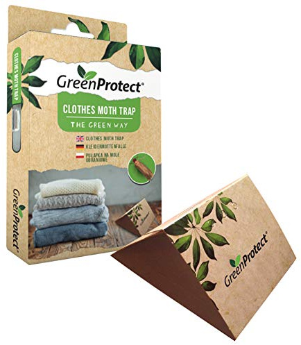 Green Protect Clothes Moth Trap - Moth Repellent for Wardrobes - Highly Effective and Easy to Use - Clothes Moth Killer - Safe - Closets and Carpet Moths - Pack of 2