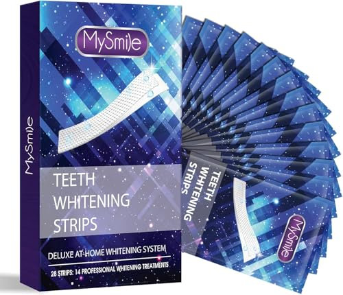 MySmile Zahnaufhellung Whitening Strips, 28 Non-Sensitive Formel Peroxid frei teeth whitening strips, Sicher für Zahnschmel, 14 Bleaching Whitening-Sitzungen, Tiefe Fleckentfernung