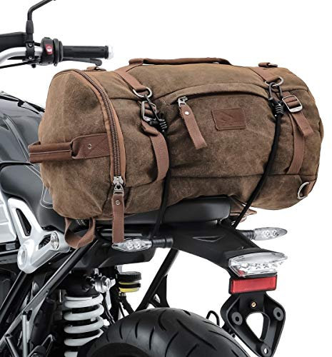 Sacoche de Selle/Sac à Dos Compatible avec Scooter arrière Vintage 25L Canvas Marron