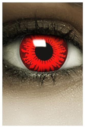 FXContacts Halloween Kontaktlinser – Färgade Cosplay Linser utan Styrka – Röd Blomma – 1 Par Daglinser – Förvandla dig till en RÖD BLOMMA