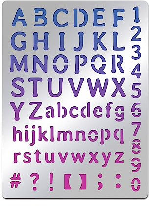 BENECREAT Buchstabenschablone Aus Metall, Schablone Für Alphabete Zahlen Und Symbole von A~Z Zum Gravieren von Holz Und Mustern, Beschriftung, Journal-Schablonen Aus Edelstahl, 14x19cm