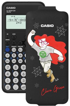 Casio FX-82SP CW - Calculadora Científica, con Clara Grima ilustrada por Raquel Gu, Recomendada para el Curriculum Español y Portugués, 5 Idiomas, más de 300 Funciones, Color Gris Oscuro