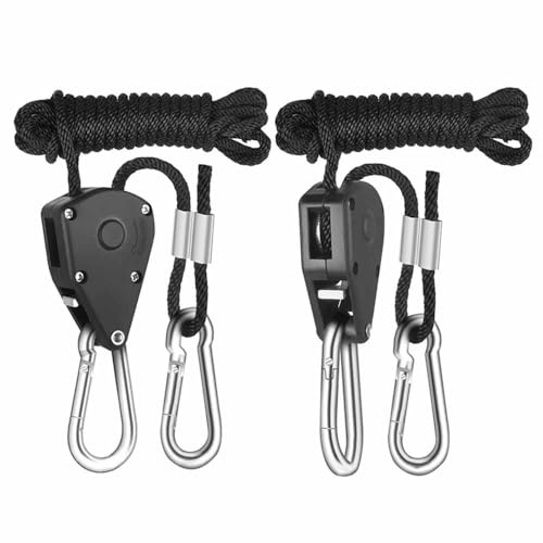 2-pack spärrhängare, justerbart spärrband, 1/8 tum, robust remskivklämma för odlings-light-hängare och tälthängare, lastkapacitet 68 kg/150 pund