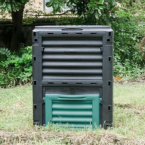 Gtzly Cubo de compostaje de jardín, hecho de polipropileno, contenedor grande de 80 galones (300 litros), crea tierra fértil con fácil montaje, caja de abono ligera para exteriores