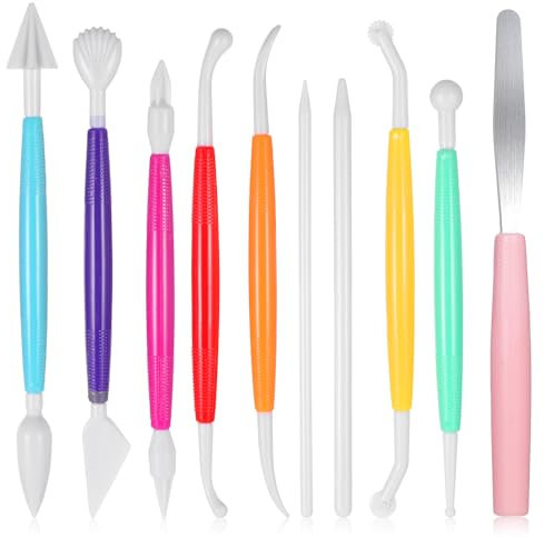 10 Stück Kuchenmodellierwerkzeuge,Fondant Modellierwerkzeug,Doppelseitige Modelierwerkzeugset,Ton Töpfer Werkzeug Set,Polymer Clay Werkzeug,für Kuchenmodellier Tonschnitz Schnitzen DIY Kunsthandwerk