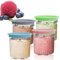 SHINROAD Replacement Tubs and Lids for Ninja CREAMi Breeze Ice Cream Maker, 16oz Pints Containers for NC201UK NC201 NC200 NC100 Series Ninja Creamy Breeze Accessories (4 Pack, Blue/Pink/Lime/Gray)