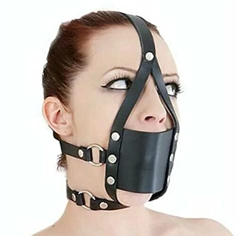 Testa bavaglio pannello BDSM in pelle con testa maschera bavaglio palla bocca ritenuta traspirante regolabile