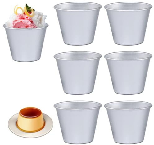 QOTSTEOS 6pcs Pudding Moulds, Mini Non-Stick Chocolate Molten Pans Mold, Pudding Basins Egg Tart Cupcake Moulds, Muffin Cake Tins, Individual Baking Cups for Desserts DIY Cooking