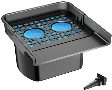 SunSun Filtro de Cascada CWF- 400 14000 l/h con 400 mm de Ancho de Salida, Elemento acuático con Elemento filtrante Integrado para estanques de jardín