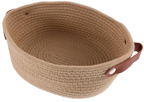 DIYEAH Panier Tressé Corde de Coton avec Poignées Panier de Rangement Multifonctionnel pour Maquillage et Accessoires Maison Corbeille Décorative pour Salon Chambre et Salle de Bain
