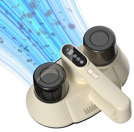 ERYUE Dammkvalsterborttagare Hög Effekt Djuprengöring Bärbar Kvalsterdammsugare för säng- och Soffanvändare Beige ABS 9,8 * 5,5 Tum