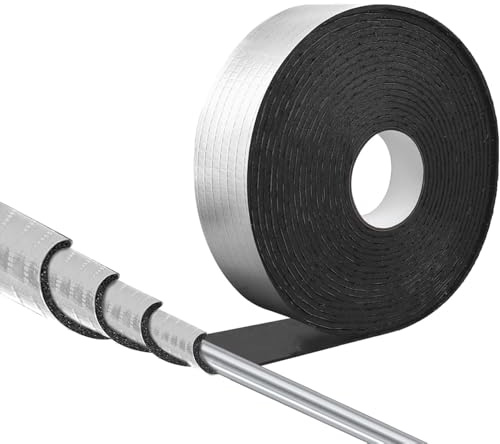 Aislamiento de Tuberías de Calefacción, 5 cm x 10 m Autoadhesivo Aislante para Bobinado, Cinta de espuma Autoadhesiva Aislante, Envoltura de Aislamiento para Tuberías Exterior (1 Rollo)